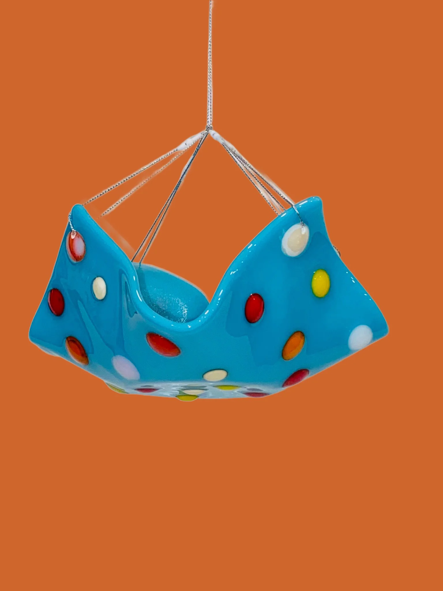 blue hanging planter