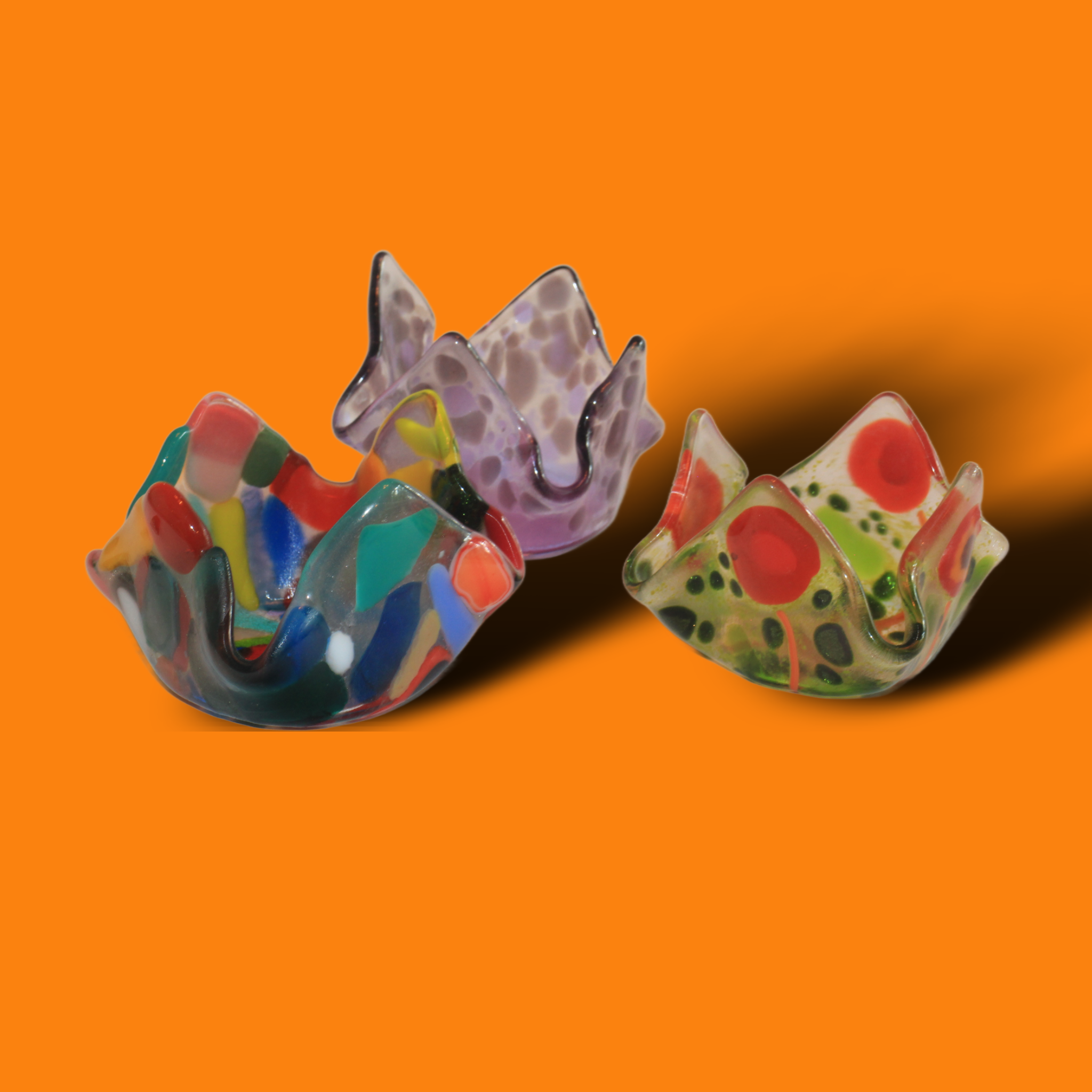 colourful glass votives