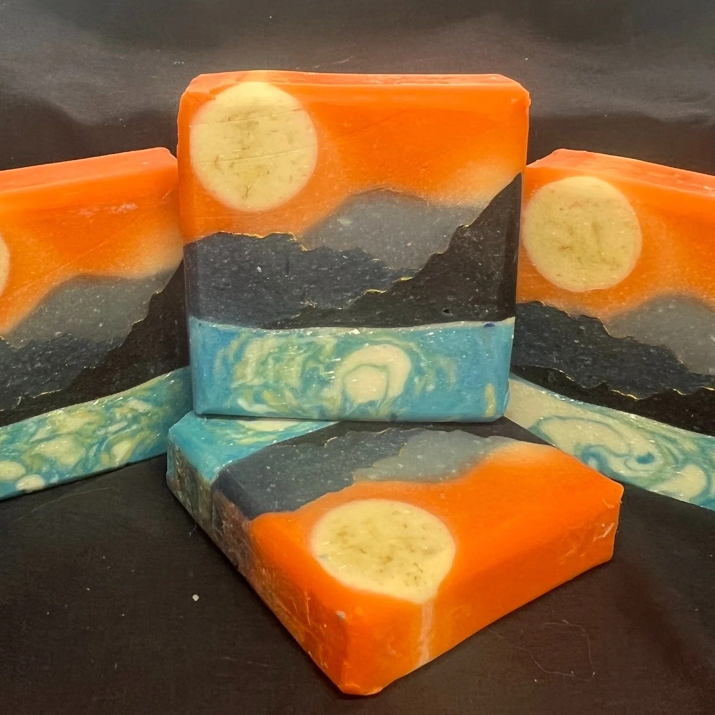 This design is inspired by our beautiful surrounding mountains. Called the "Enchantments" with a refreshing scent of Douglas Fir and Peppermint Essential Oils. Check it out at sunphasesoap.com!