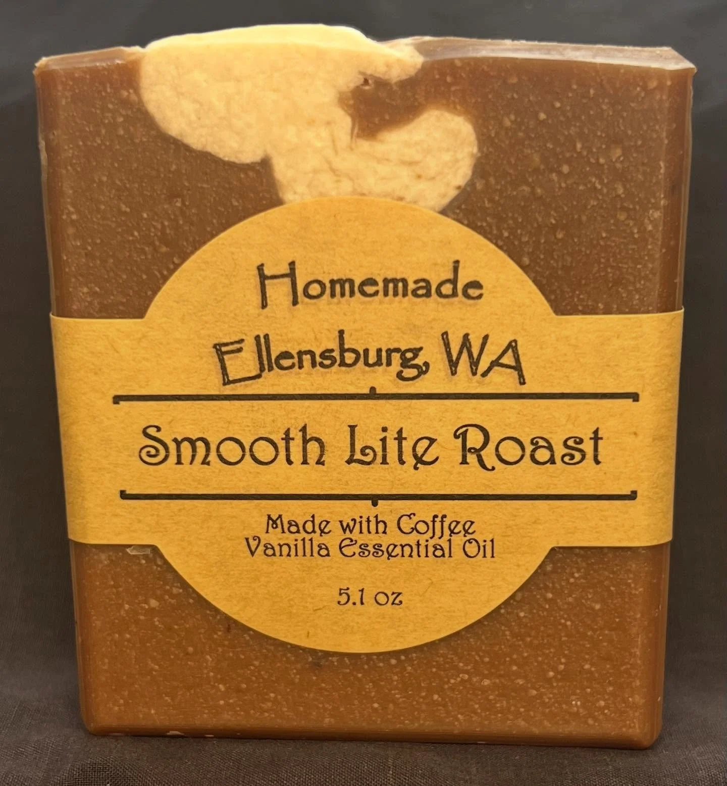 Lovely coffee soap , smells like a vanilla latte made with real coffee and vanilla essential oil. Great for your skin and large bar! Only 4 left, check it out at Sunphasesoap.com