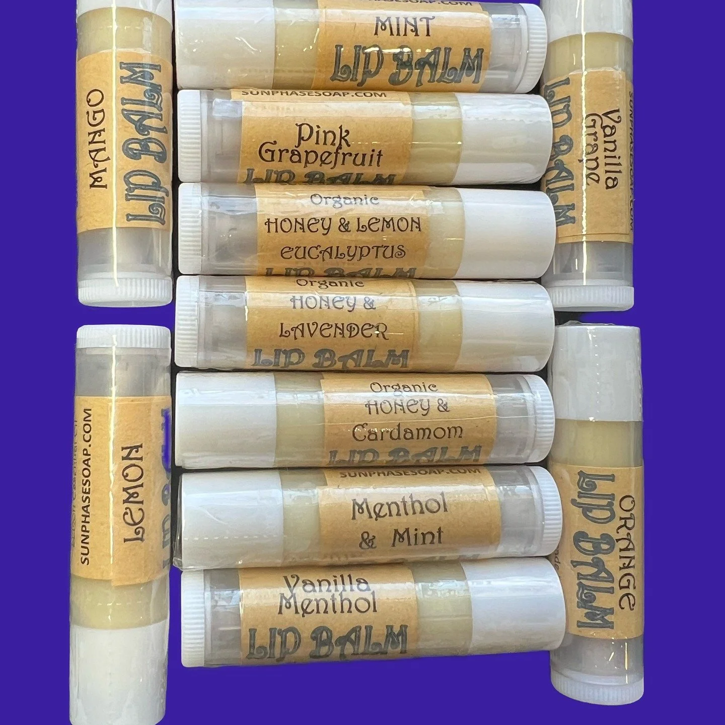 My perfected recipe for Organic Lip Balm is now available! My friends and family say it's the best lip balm they've used! Made with top quality ingredients and choose your favorite Essential Oil! Check it out at sunphasesoap.com