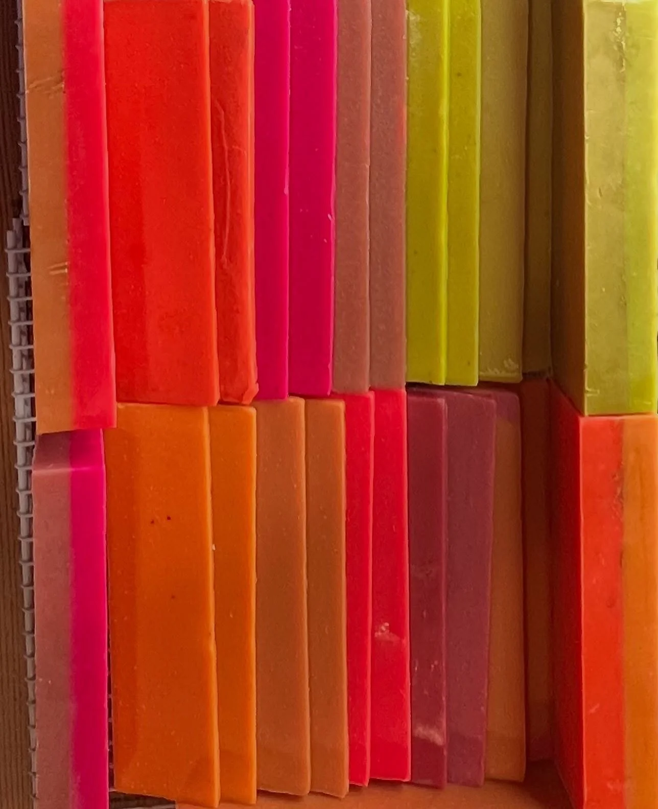 Prepping to make tree trunks for my signature soap designs! I&rsquo;ve made a few loaves already: peppermint, fennel, clove spice and lavender. They will be ready by mid September, 2025
