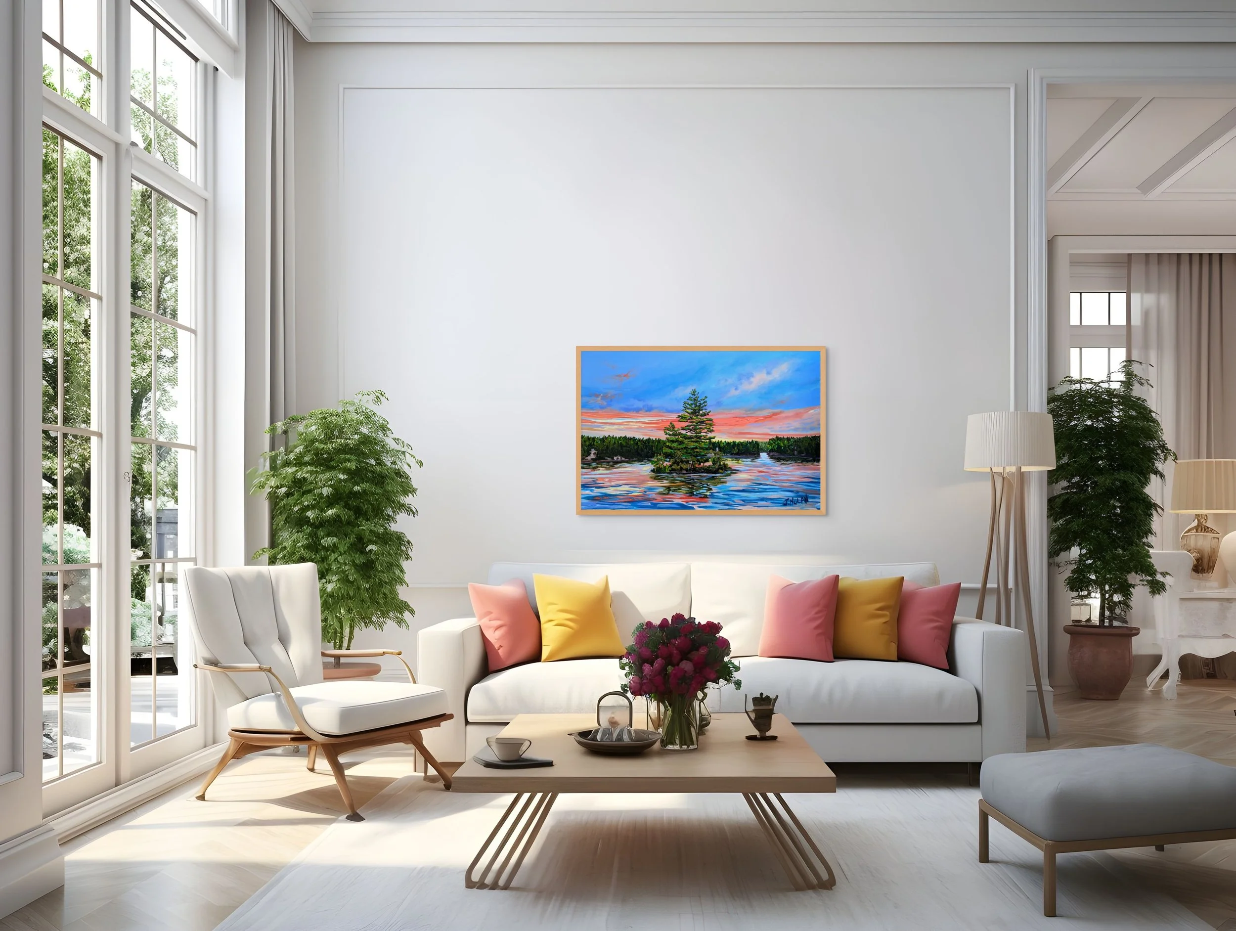 Evening Boat Cruise on Muskoka Lake 24"x36" Framed