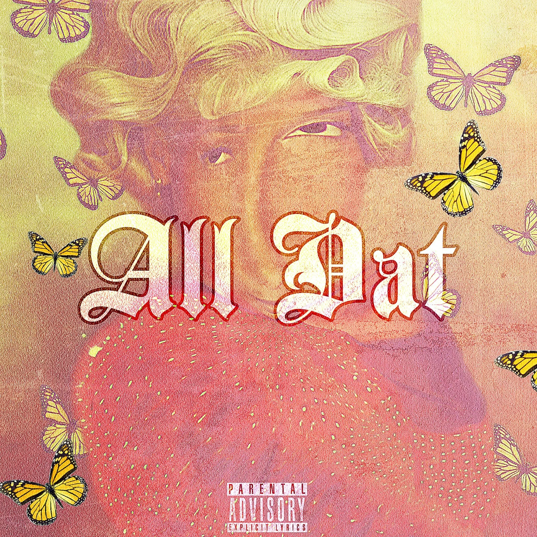 Album cover featuring a woman's face with large hair and wings, with butterflies flying around her, and the title 'Guilty' in ornate font, with a parental advisory label at the bottom.