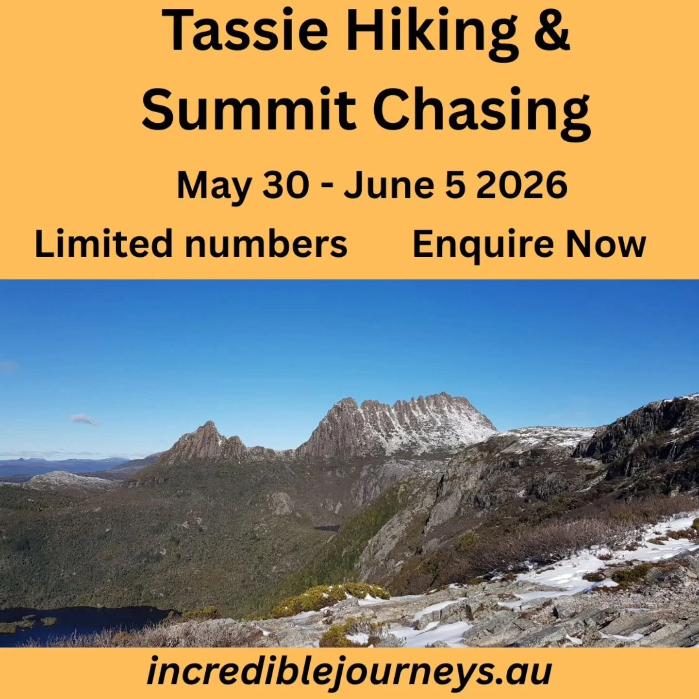New Incredible Journey just launched
6 days hiking in Tassie, including climbing 4 summits.
Mt Roland, Cradle Mountain, Mt Rufus and Mt Murchison
This is a trip for the lads
Limited to 8 with 4 spots already taken
DM me for information 

#brikman_yog
