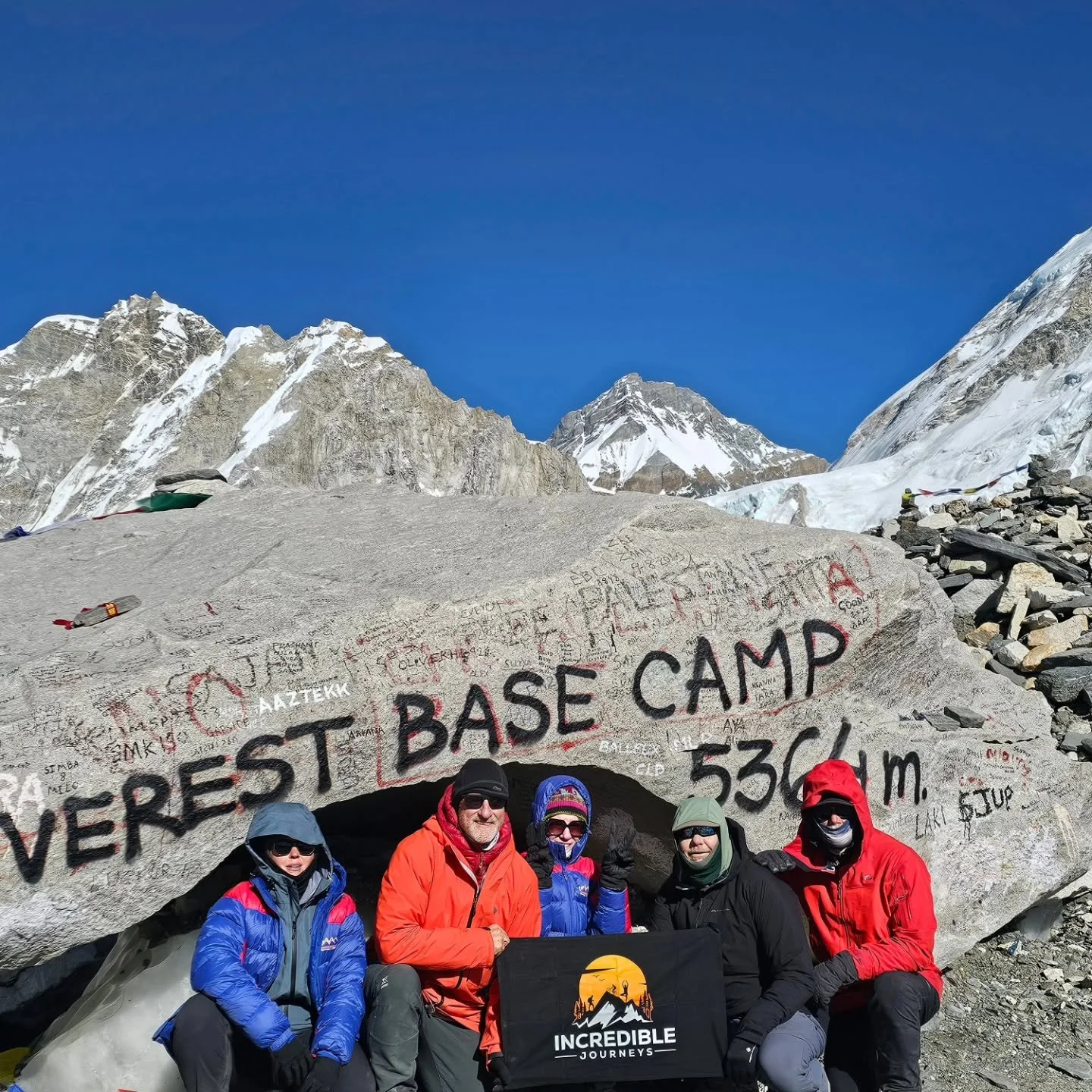Part 1 of the Journey complete
All 5 of us arrived safe and well at EBC around 3pm yesterday
It was bitterly cold but didnt diminish the sense of achievement we all felt
Now our sights turn to part 2 and conquering Island Peak on the 27th

#brikman_y