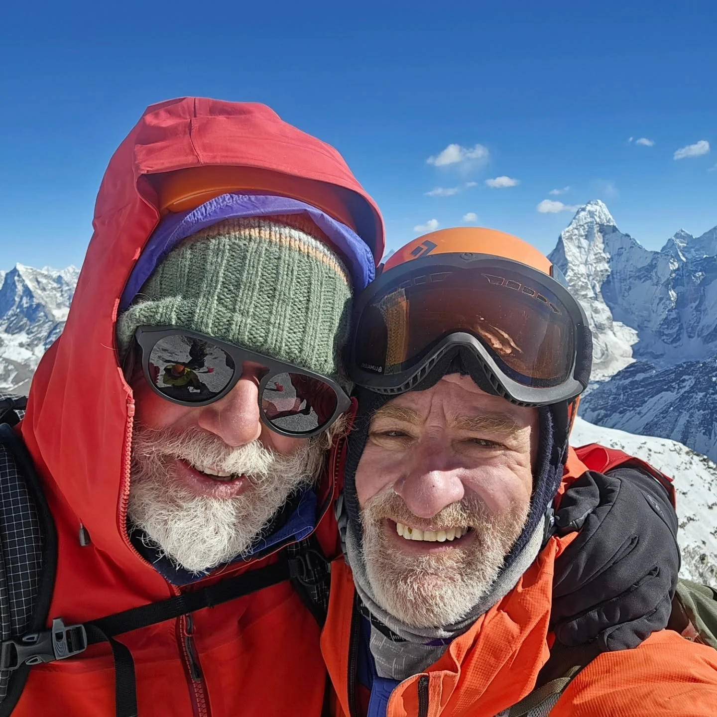 Island Peak 6189m
In the words of Ed Hillary "We knocked the bastard off"!

What day
Left at 1am
Walked uphill and cimbed for 9.5 hrs. It was brutal
Last vertical 200m using ascending devices(jumars) took about 1.5 hrs. Totally exhausting a