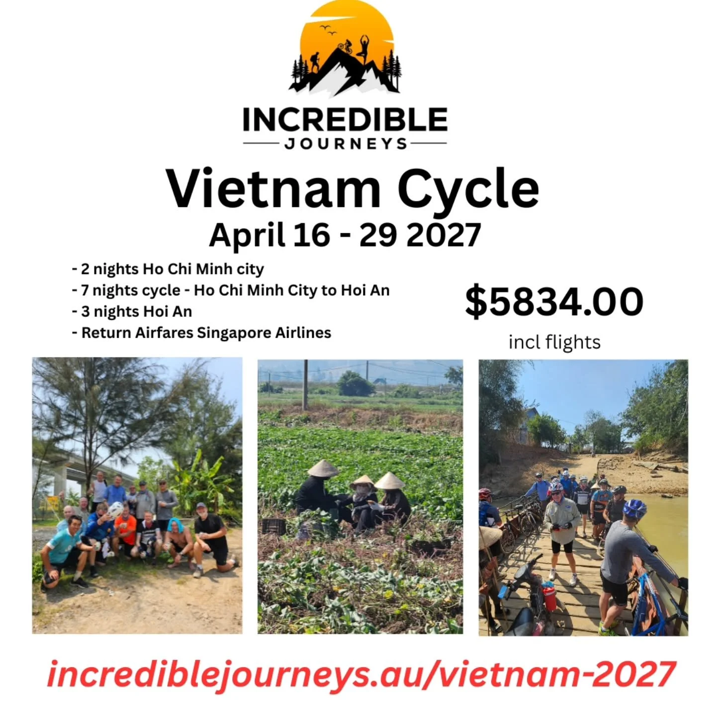 Cycle in Vietnam
Ho Chi Minh City to Hoi An, incl riding over the spectacular Hi Van Pass
Spaces are limited
Enquire now
