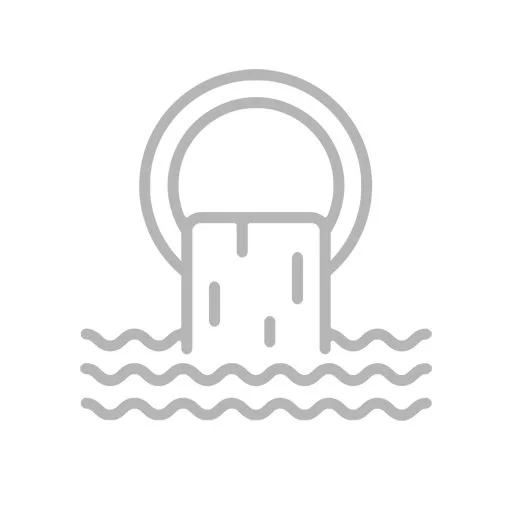 Icon of a bucket releasing water into wavy lines, representing water disposal or drainage.
