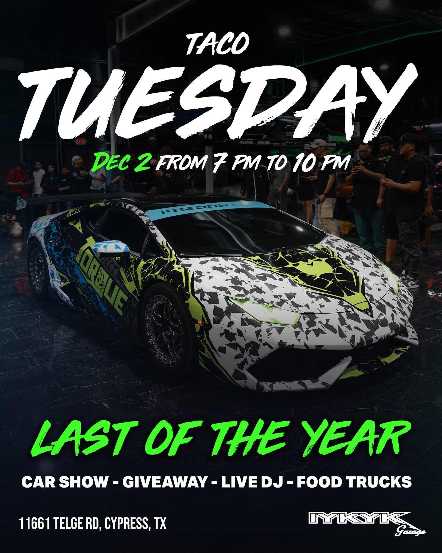 HOUSTON WE&rsquo;RE BACK!! 😈 Join us NEXT WEEK for one LAST Taco Tuesday car show of the year! December 2nd, from 7PM - 10PM. Get ready because this one&rsquo;s going to be WILD! 

Tag your friends, you don&rsquo;t want to miss this one ‼️

(For Res