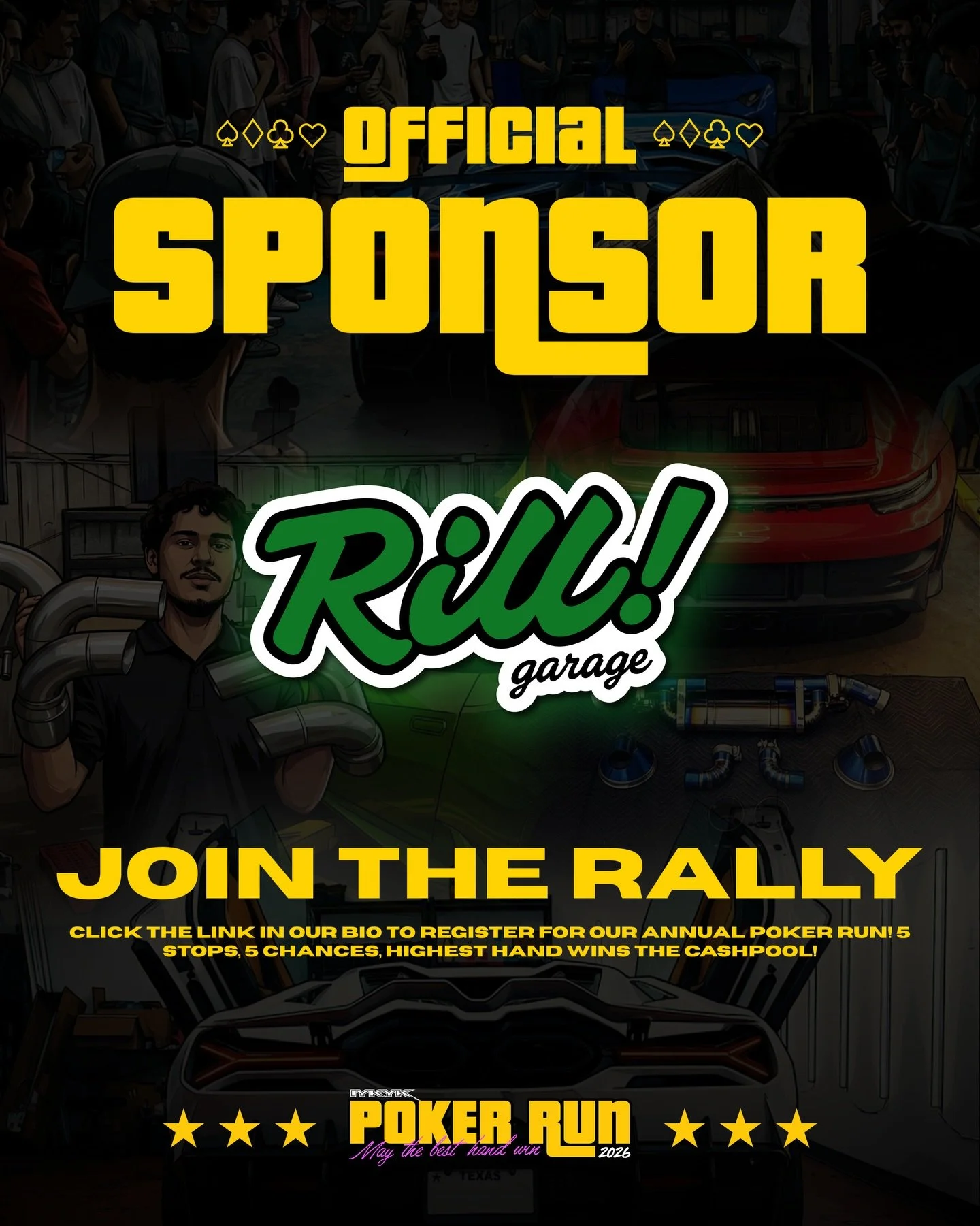 Welcoming @riugarage as an official silver sponsor for our Poker Run! 💥 From Performance upgrades, to Maintenance and suspension work, @riugarage will make sure your exotic is healthy and ready for the Houston roads 💪🏼

#riugarage #pokerrun #houst