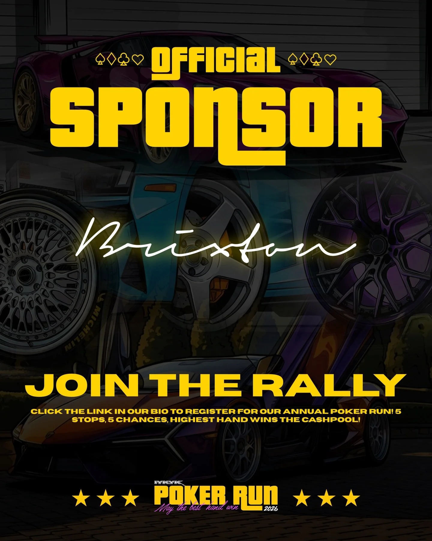 Welcoming @brixtonforged as an official Gold Sponsor to our Poker Run! 💥 Ever wanted to get that dream set of wheels? Now&rsquo;s your chance! All Attendees will receive an exclusive offer, available only to us. If you haven&rsquo;t already signed u