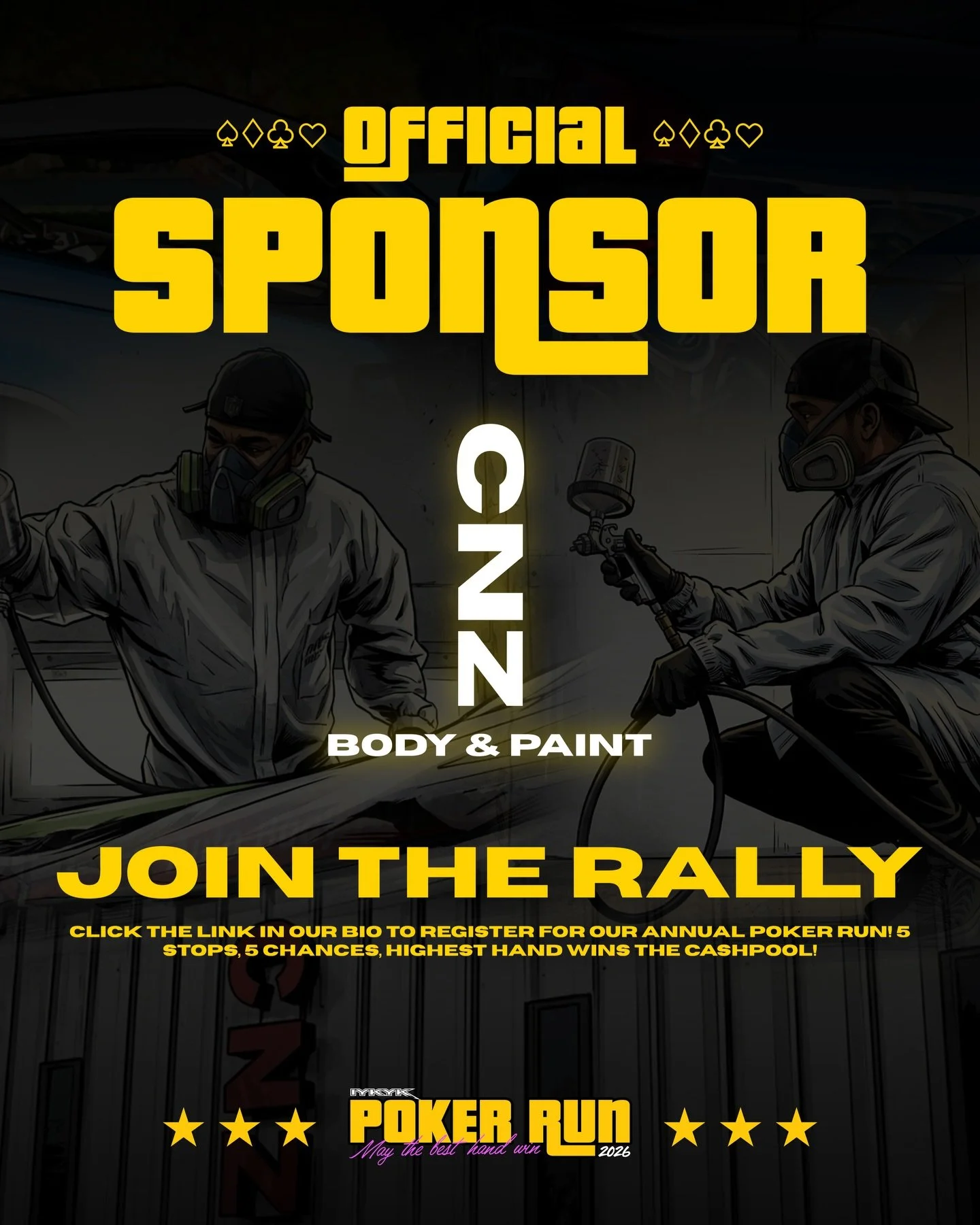 Welcoming @cnzperformance as an official Gold Sponsor to our Poker Run!💥From restoring old paint to bringing your car back to life after an accident, @cnzperformance works with all Insurances! If you haven&rsquo;t already signed up, click the link i