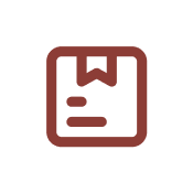 Icon of a cardboard box with a ribbon on top, representing packaging or shipping.