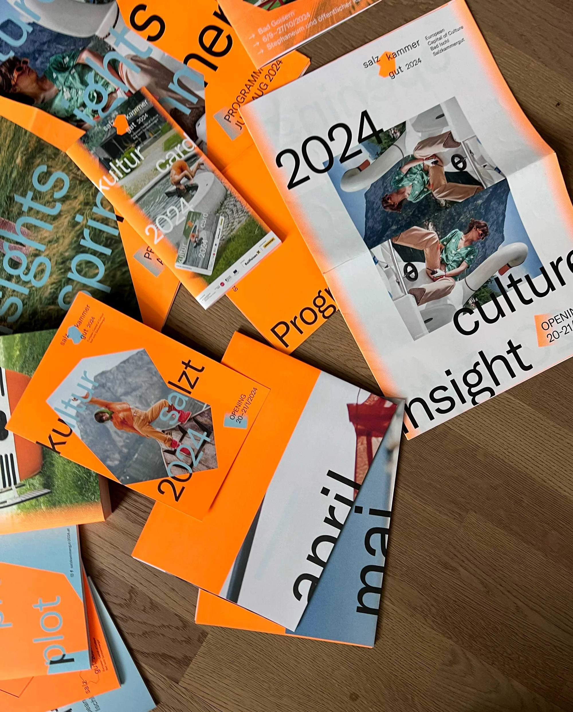 Magazine, Poster und Flyer gemacht vom Studio für Branding Doppelpaula für die Kulturhauptstadt Bad Ischl 2024