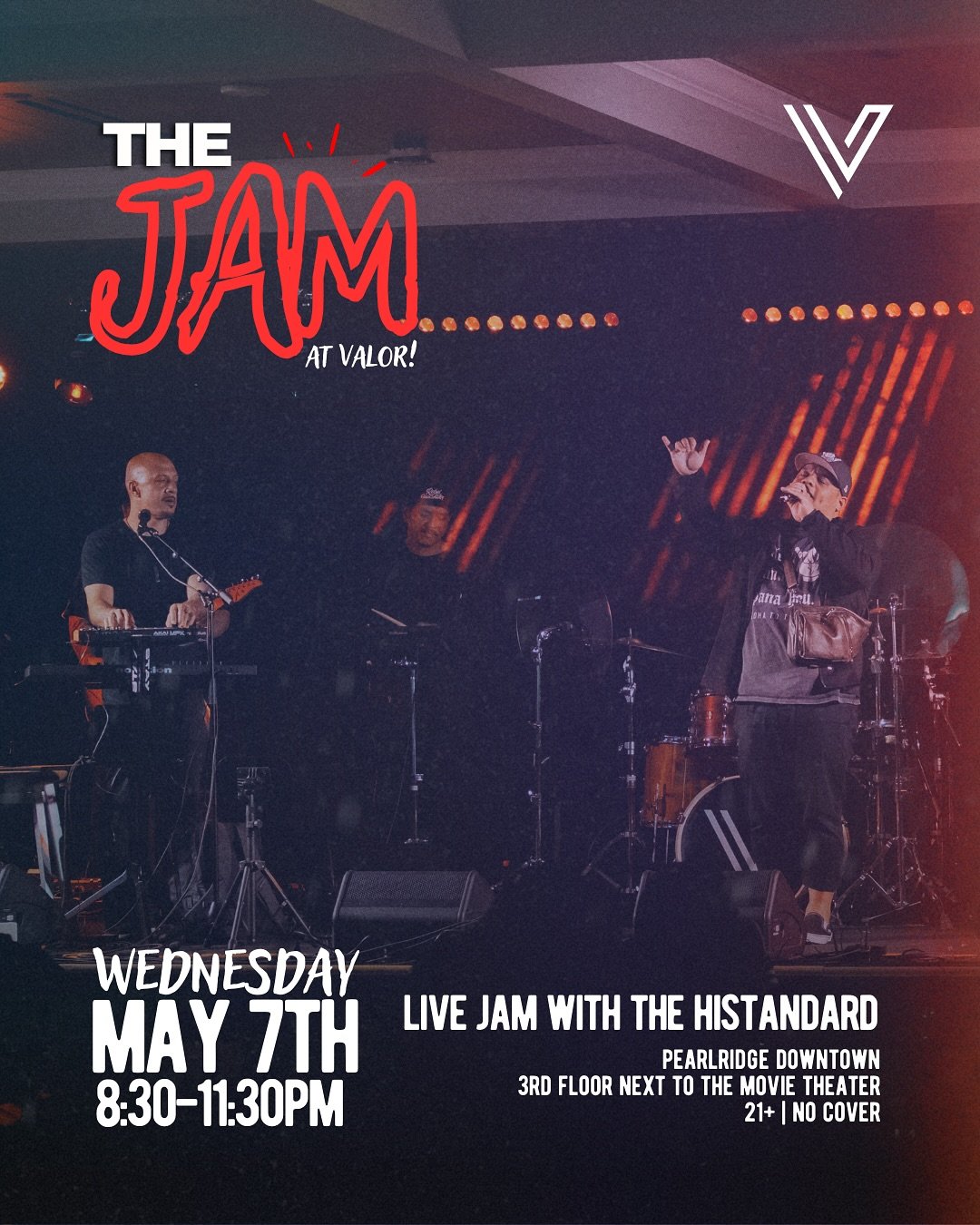 Next Wednesday 5/7/25 is the JAM at Valor with @thehistandard and special guests!! 

Come through tonight for live R&amp;B by @thehistandard 

&mdash;&mdash;

Hours:
Monday-Tuesday 12pm-12am
Wednesday/Thursday 12pm-1am
Friday/Saturday 12pm-8pm | Late