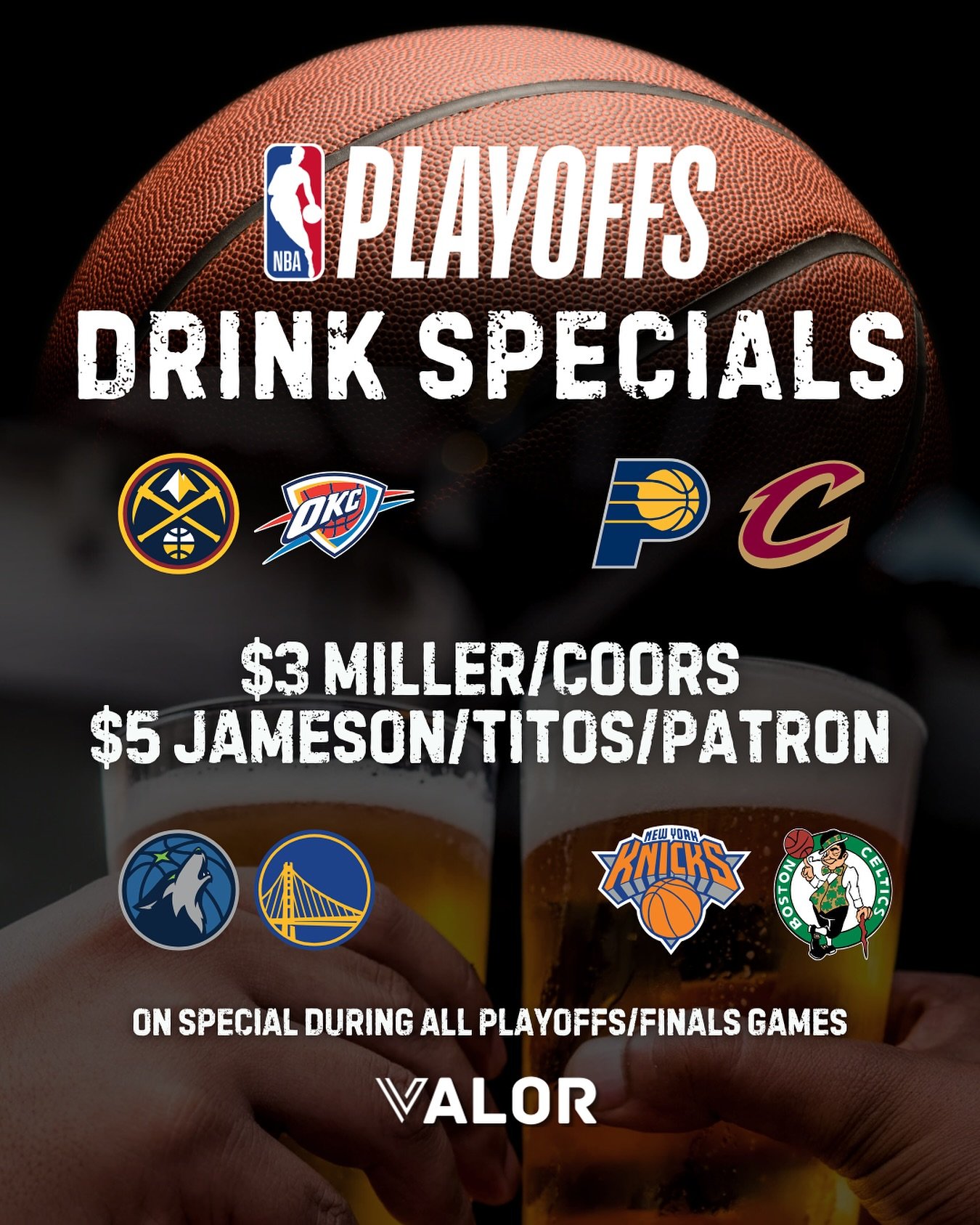 We&rsquo;re ready for round 2 of the playoffs!! 🏀
Drink specials during the games 🍻

&mdash;&mdash;

Hours:
Monday-Tuesday 12pm-12am
Wednesday/Thursday 12pm-1am
Friday/Saturday 12pm-8pm | Late Night 8:30pm-1:00am
Sunday 12pm-12am
Pau Hana Specials 