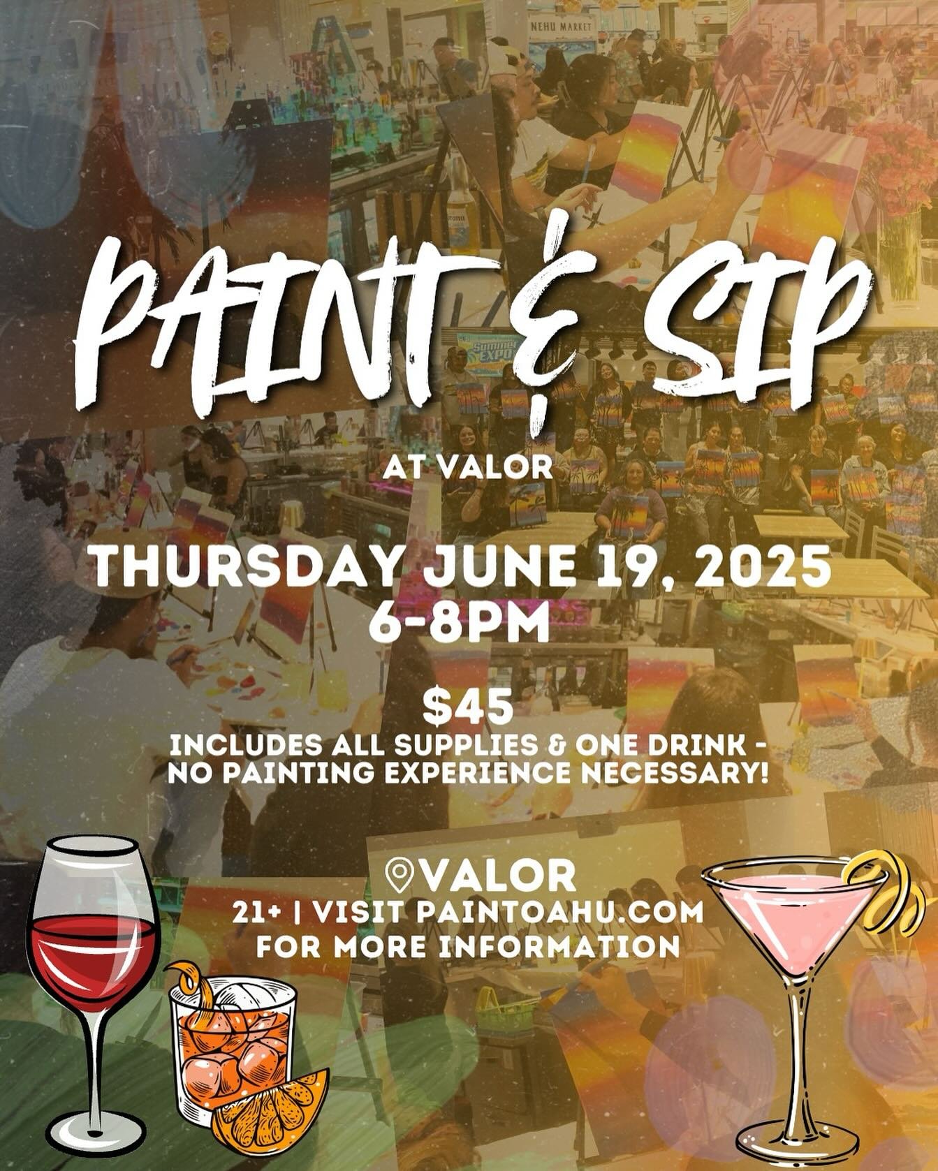 Our first Paint &amp; Sip night was a full house&mdash;and we&rsquo;re doing it again! 🎨🍷
Join us for Round 2 on Thursday, 6/19 at VALOR. Come sip, paint, and vibe with us in a space where creativity flows as easily as the cocktails.
⁠
🎟️ Limited 