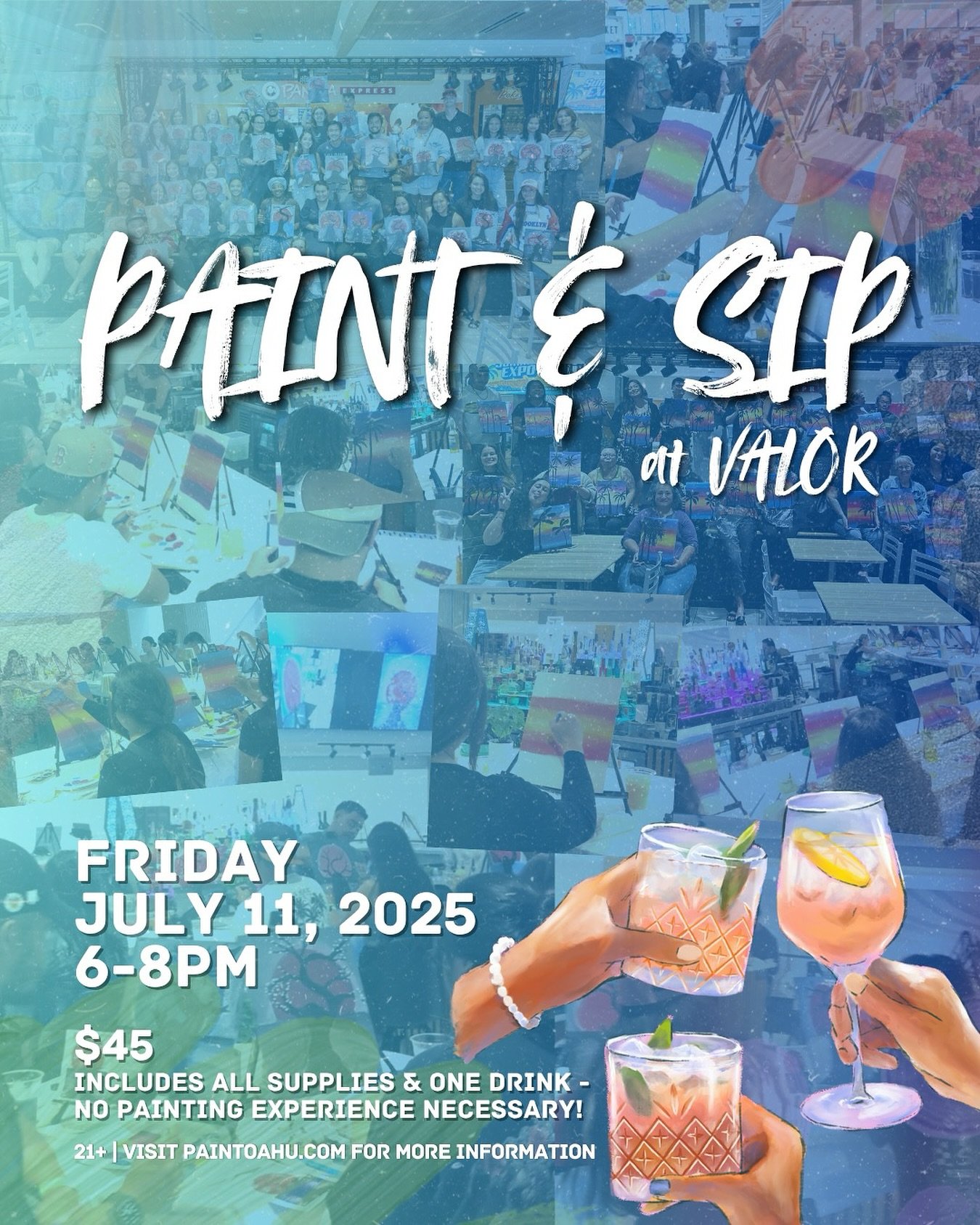 FRIDAY Paint &amp; Sip!! 7/11/25 6-8pm
50 tickets available FCFS

Come sip, paint, and vibe with us in a space where creativity flows as easily as the cocktails.
⁠
🎟️ Limited spots available &mdash; get your tickets at paintoahu .com