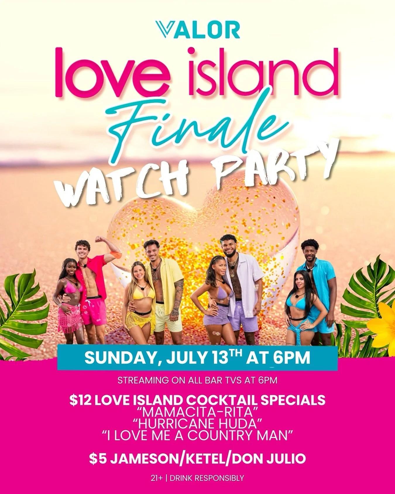 Islanders, swing by at 6pm for the FINALE of @loveislandusa ! 

Come early to grab a seat and enjoy a few drinks before all the drama starts 😅