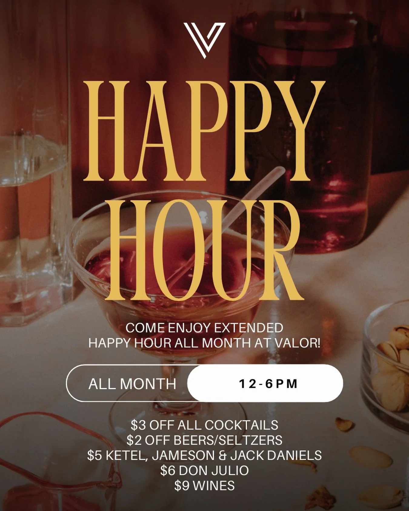 Cheers to EXTENDED HAPPY HOUR! 🍸🍷🍻🍺