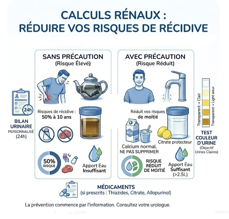 Calculs rénaux :ce que vous mangez et buvez réduit vos risques de récidive