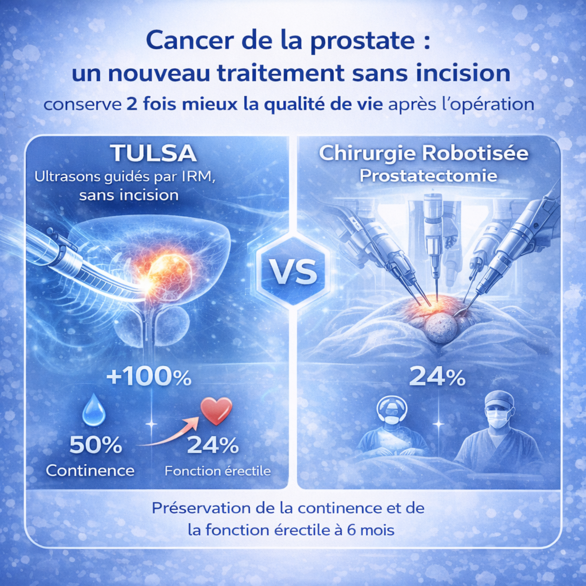 Cancer de la prostate :un nouveau traitement sans incision conserve2 fois mieux la qualité de vie après l'opération