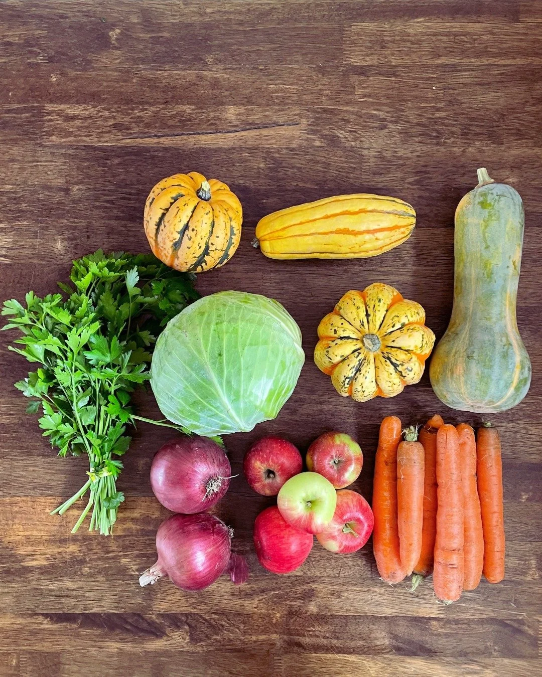 Week 4 of the Fall CSA is here! Read on to find out what's in this week's box.

Fall shares will get cabbage from @coyotesmilefarm, red onions from @fivefoxfarm, carrots from @harlequinproduce, apples from Home Acres Orchard, parsley from @lifelinepr