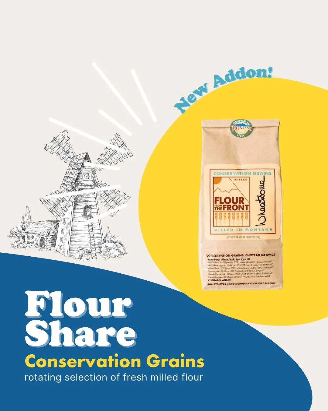 Flour shares have gone live on CSA storefront 😃 Get them while they last! High quality rotating flour varieties that are perfect for all your baking needs. @conservationgrains 

https://linktr.ee/wmgc 

#CSA
#Buylocalfood
#MontanaGrown
#flour
#Conse