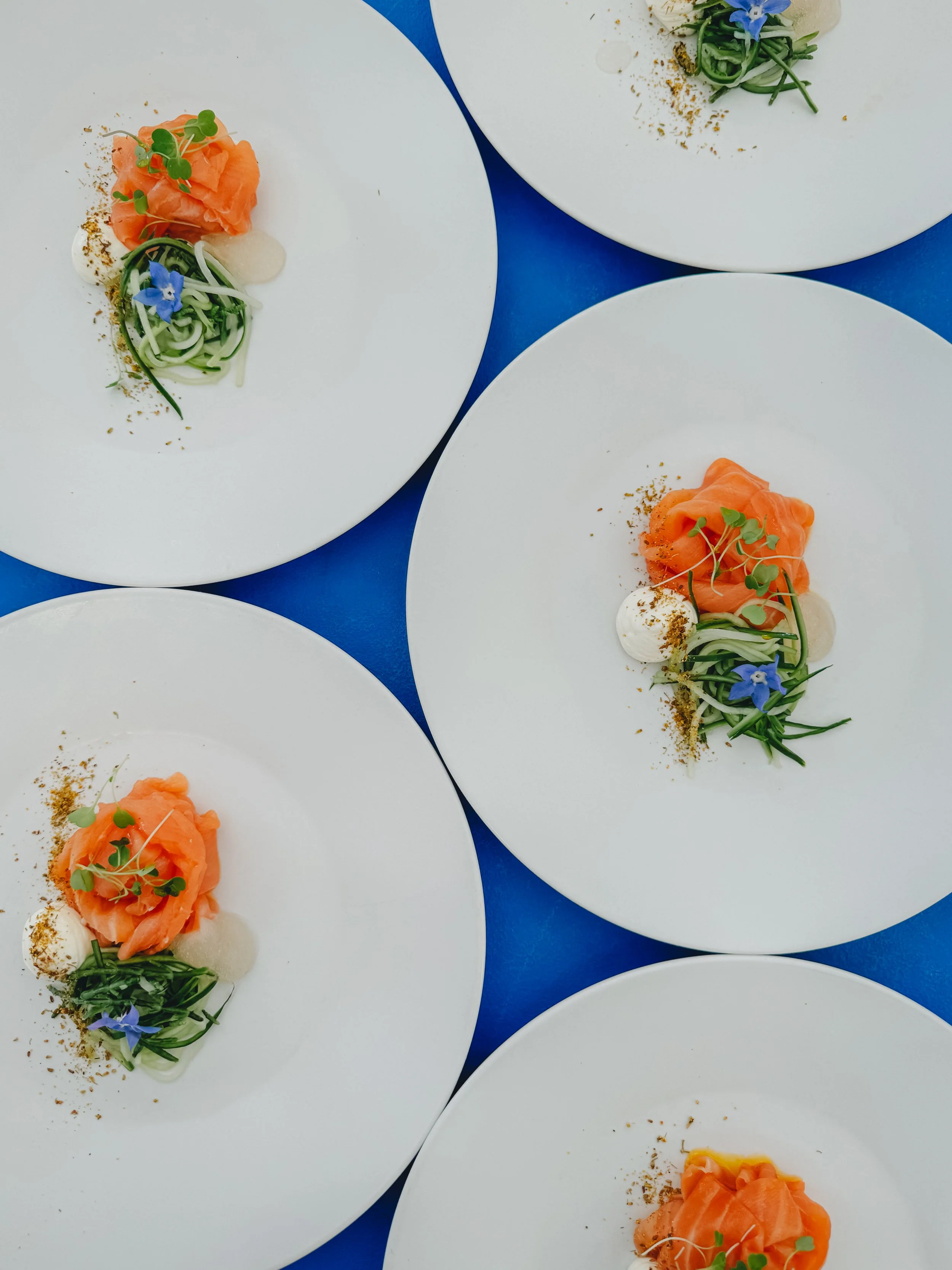Burghley Horse Trials 2024 - Weald Smokey Salmon, Apple, Creme Fraiche, Cucumber, Samphire, Fennel Pollen