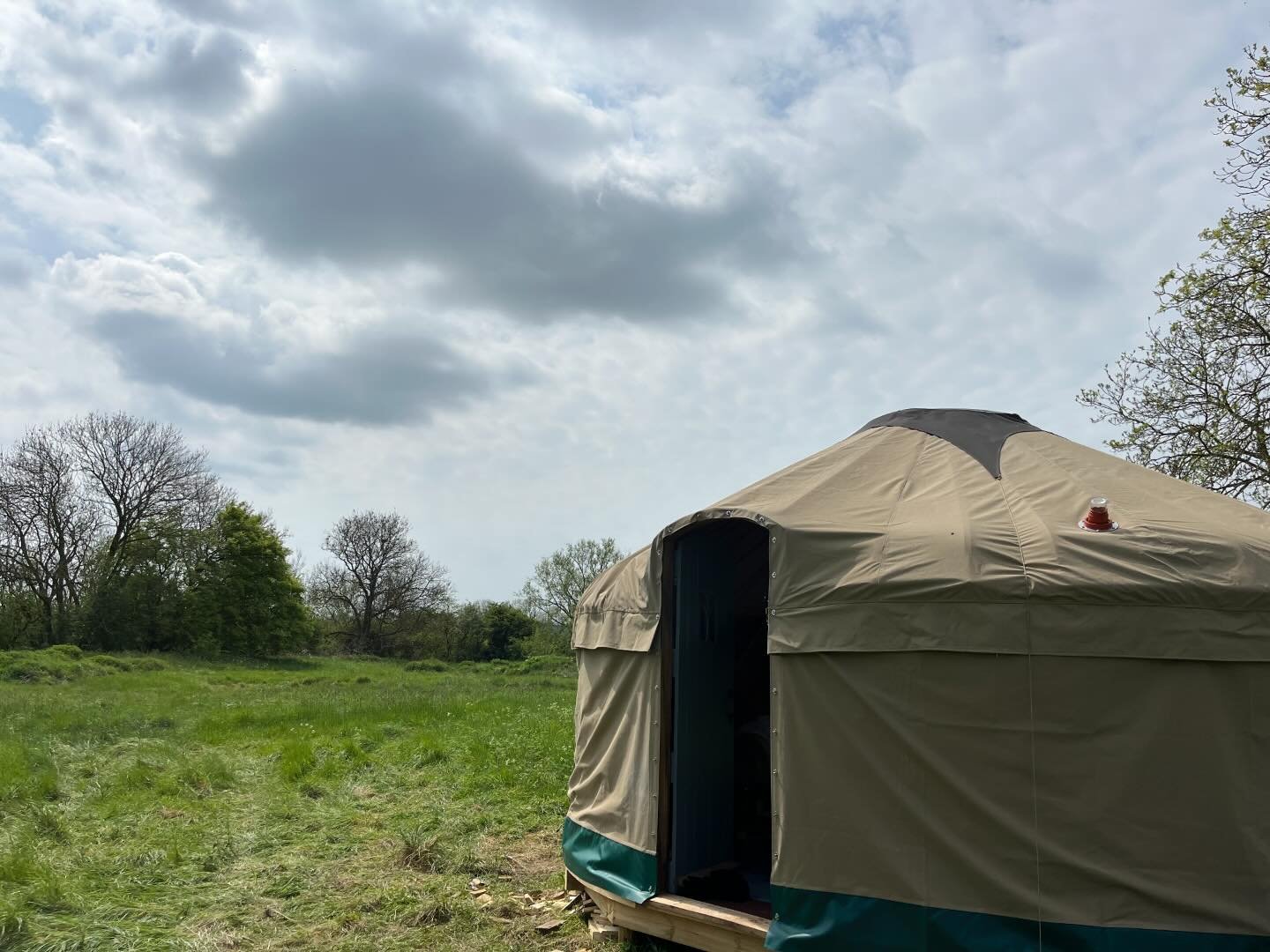 We have a #yurt up!! #botswicky is drying up with this #glorioussunshine and things are moving ever closer to opening up #glamping #nature #ecotourism #naturalcamping #yurtlife #wiltshire #nordicglamping