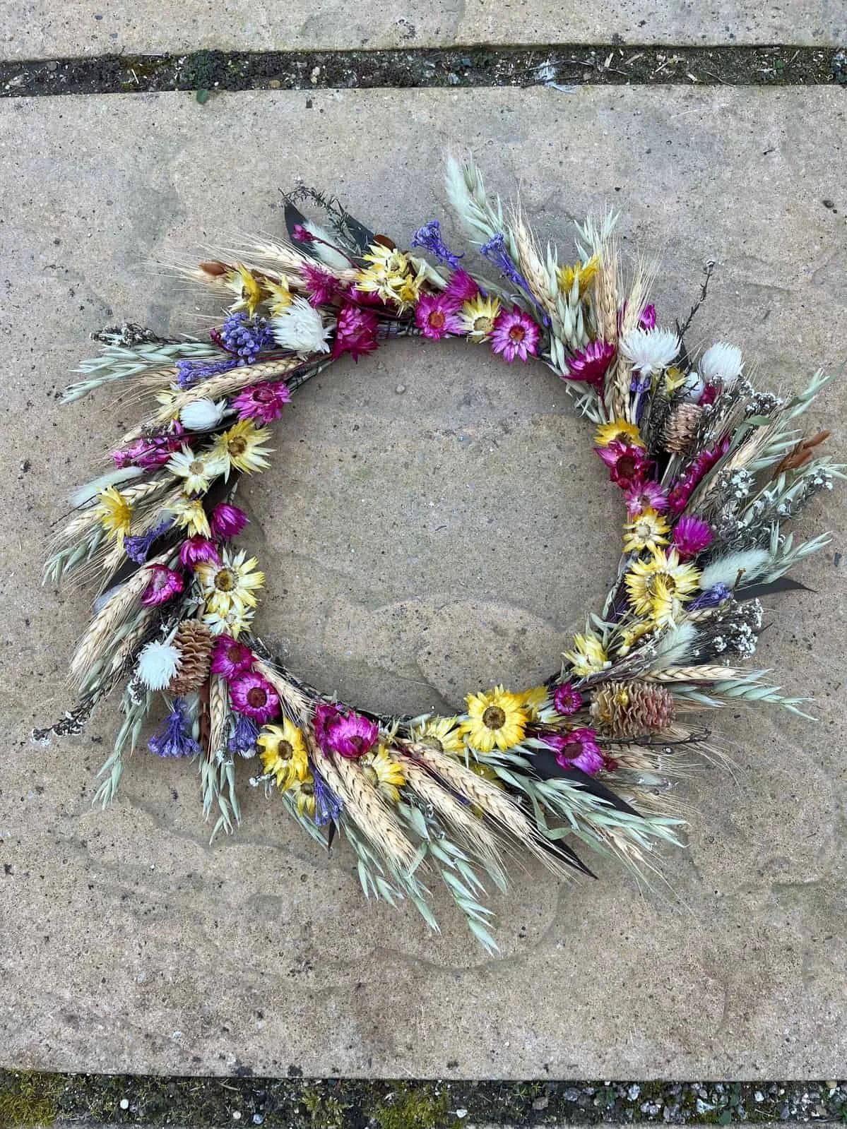 Handcrafted dried flower wreath