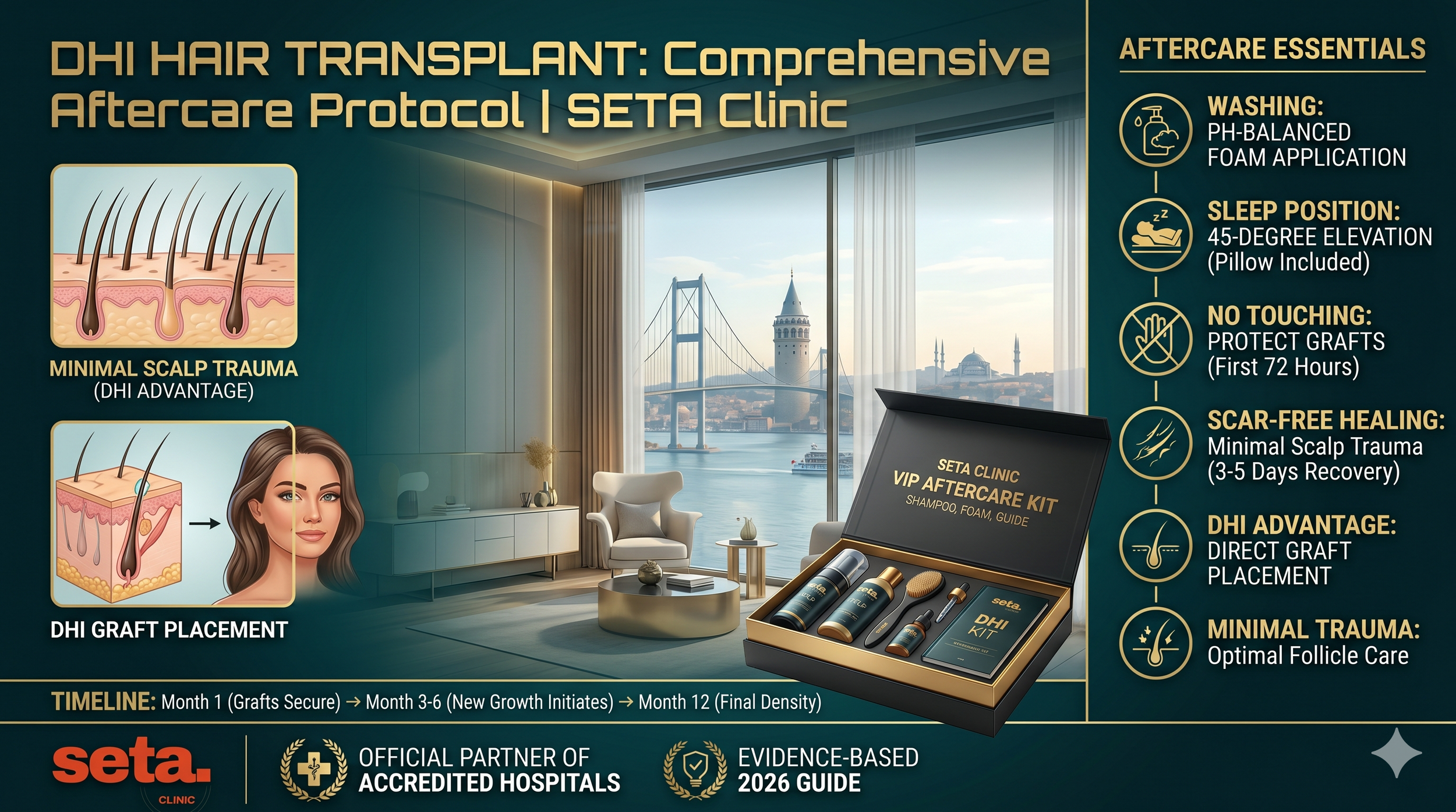 DHI Hair Transplant Aftercare Guide 2026: The Seta Clinic Protocol for Permanent Results