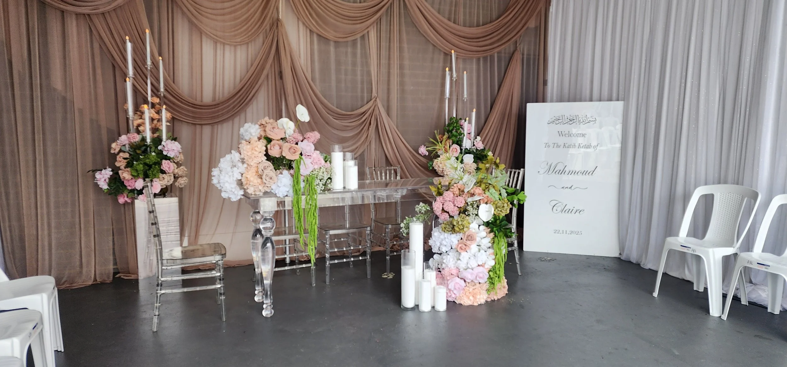 Taupe Draped Garden Nikkah Stage