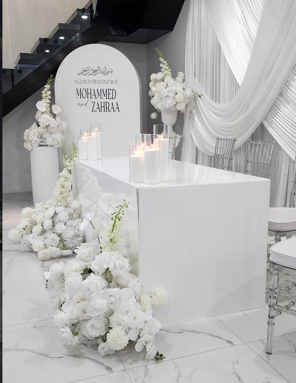 White Draped Nikah Stage