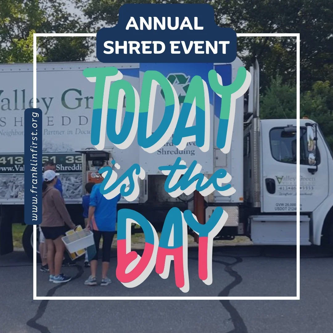 Starting soon!

Our Annual Community Shred Event is today!

Saturday, September 13
9am-11am
60 Newton Street

For complete details check out our event page! :)