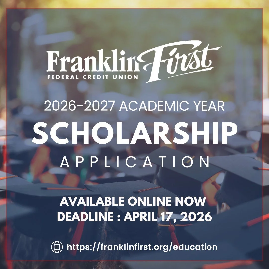 The Scholarship Committee of Franklin First Federal Credit Union is pleased to announce that they are now accepting applications for the 2026-2027 academic year.

Applications are available at https://franklinfirst.org/education

⏱ The deadline to su
