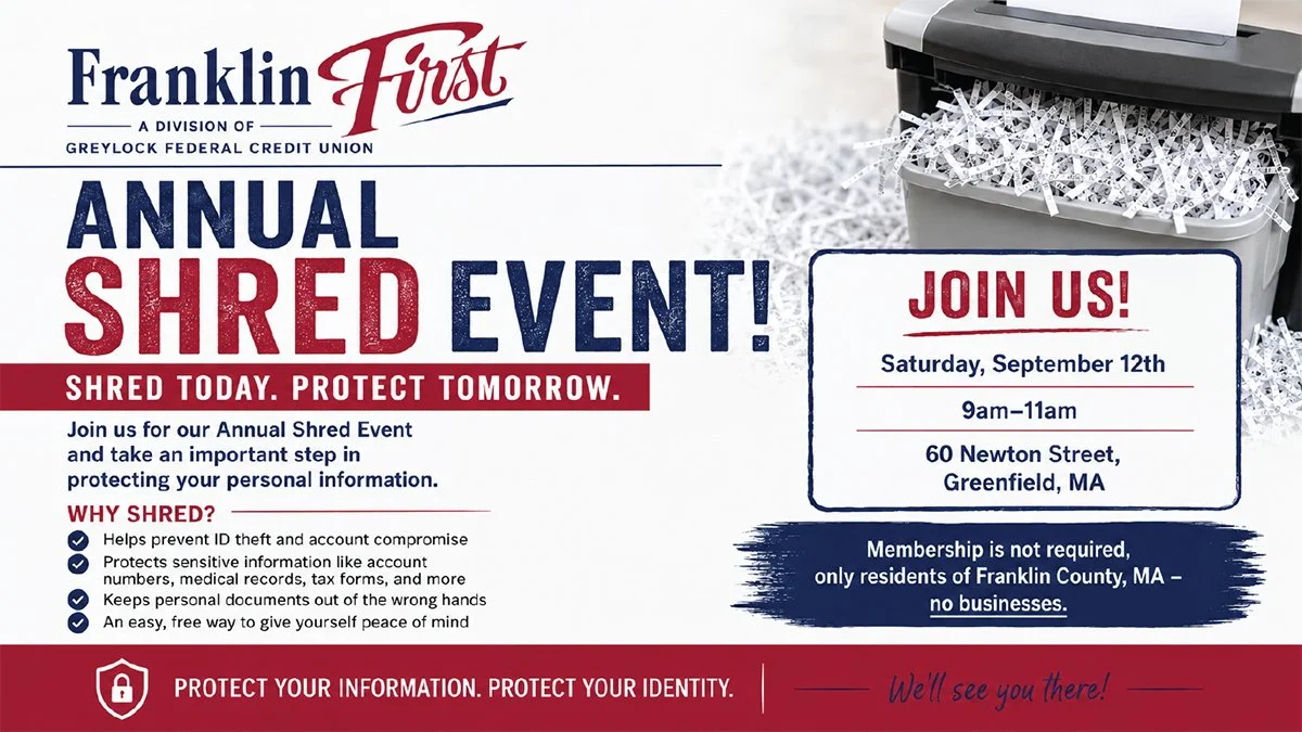 🔒 Shred Today. Protect Tomorrow.

Protecting your identity starts with keeping sensitive information out of the wrong hands. Safely shredding old financial statements, expired cards, tax documents, medical records, and other paperwork can help reduc