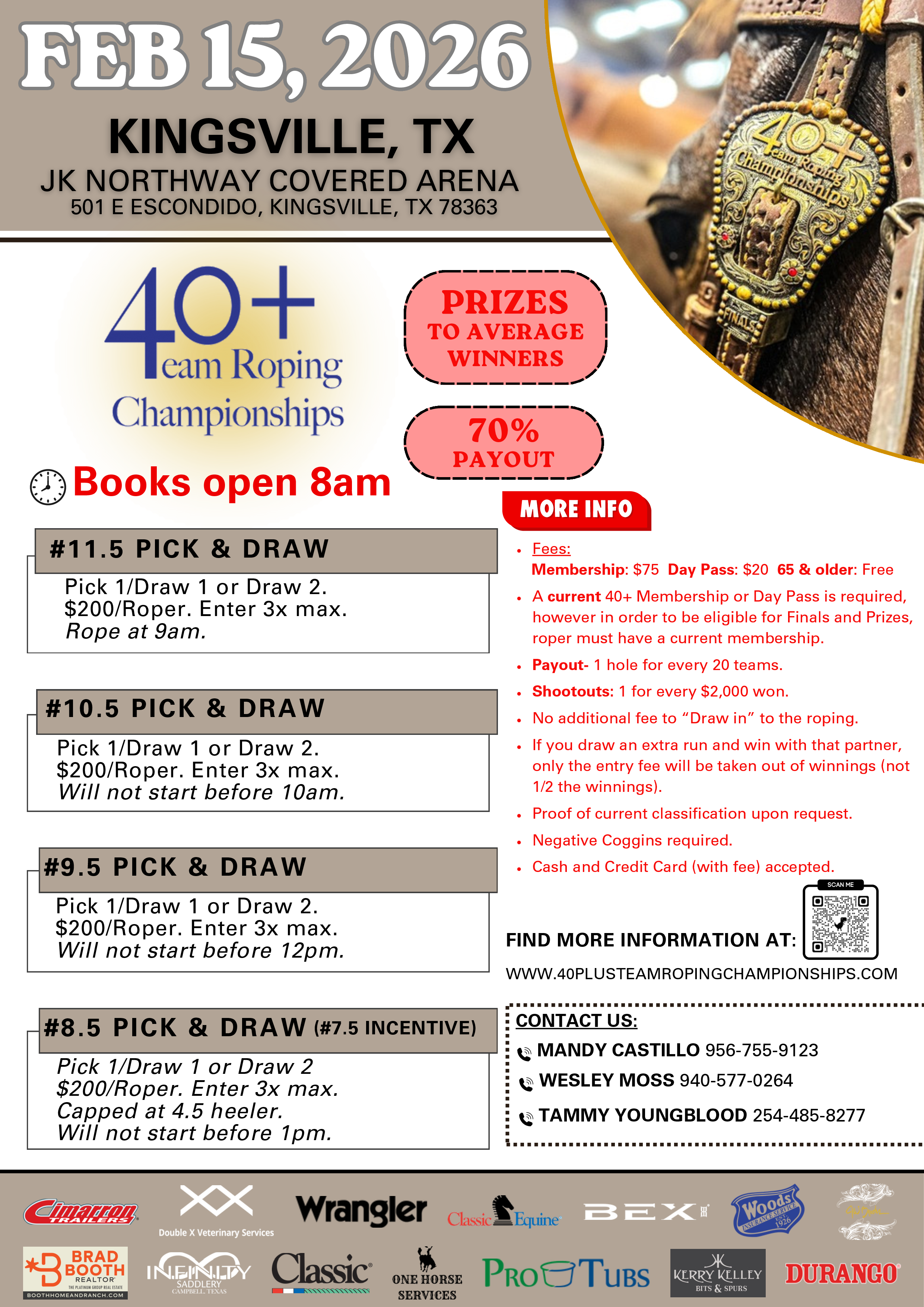 <span class="sqsrte-text-color--black">40+ Team Roping Championships | February 15, 2026 | </span>Kingsville, tx