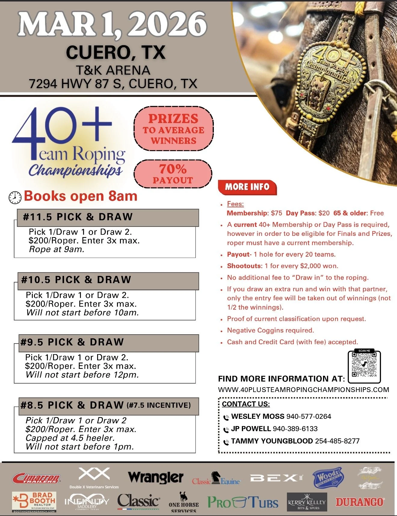 <span class="sqsrte-text-color--black">40+ Team Roping Championships | March 1, 2026 | </span>Cuero, Texas 