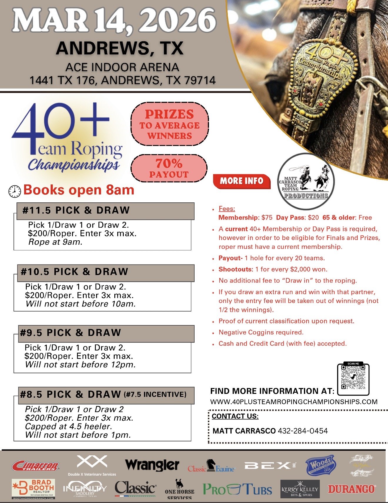 <span class="sqsrte-text-color--black">40+ Team Roping Championships | March 14, 2026 | </span>Andrews, tx