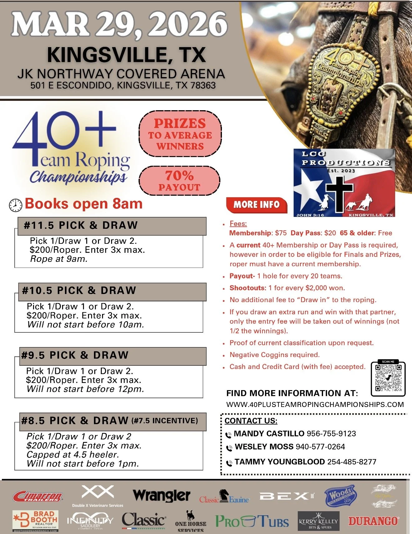 <span class="sqsrte-text-color--black">40+ Team Roping Championships | MARCH 29, 2026 | </span>Kingsville, TX 