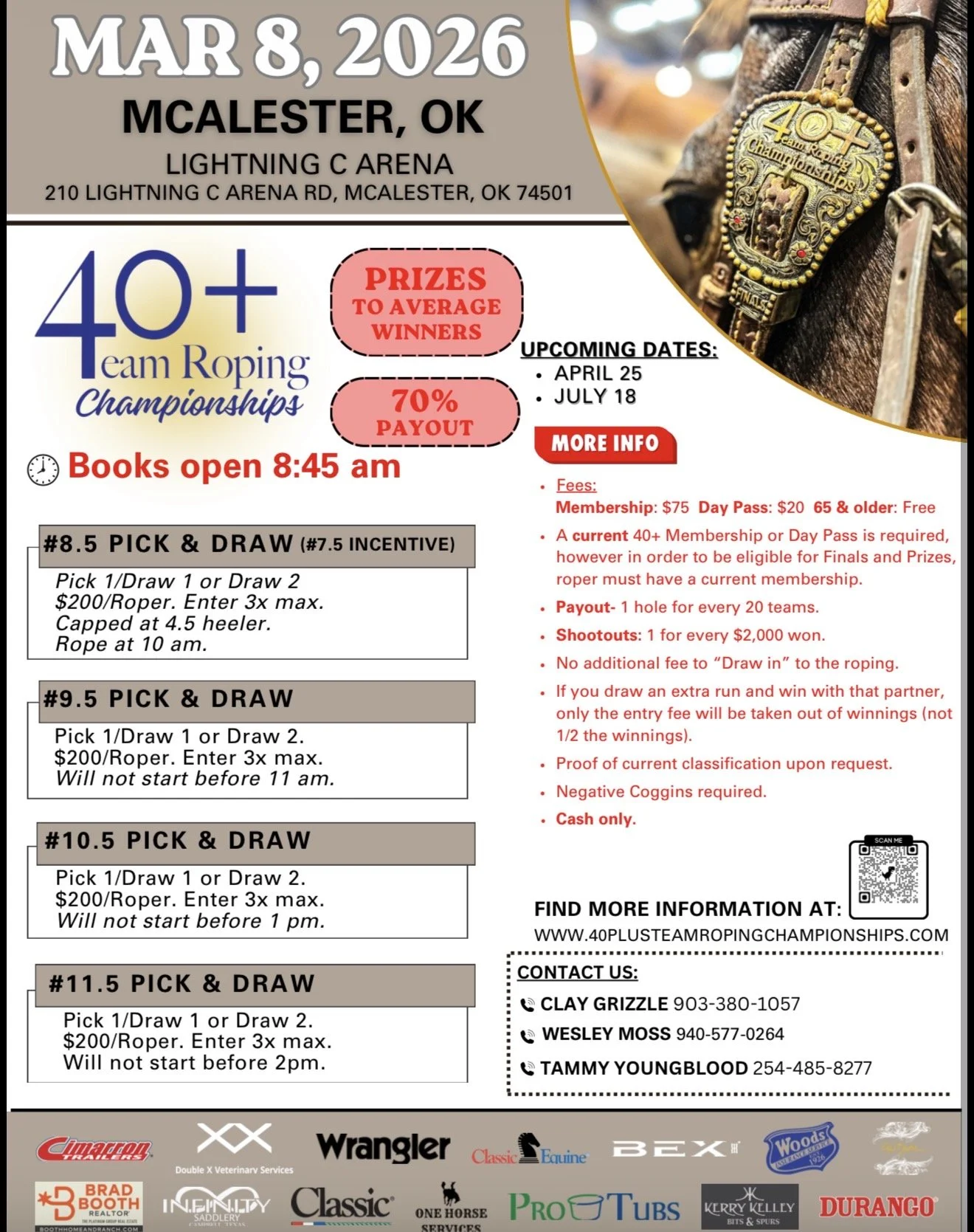 <span class="sqsrte-text-color--black">40+ Team Roping Championships | MARCH 8, 2026 | </span>Mcalester, OK