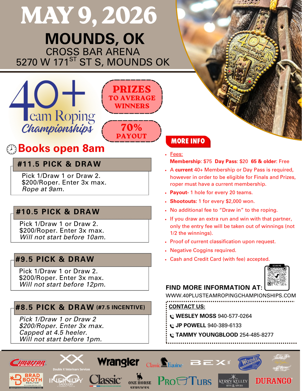 40+ Team Roping Championships | MAY 9-10, 2026 | Mounds, OK 