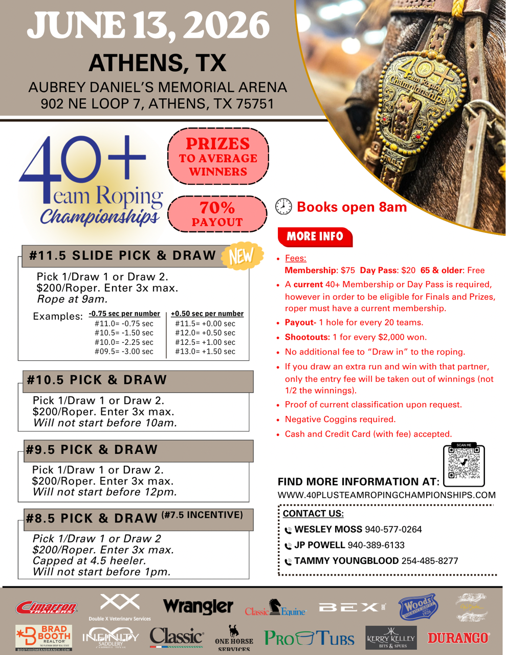 40+ Team Roping Championships | June 13, 2026 | ATHENS, tx 