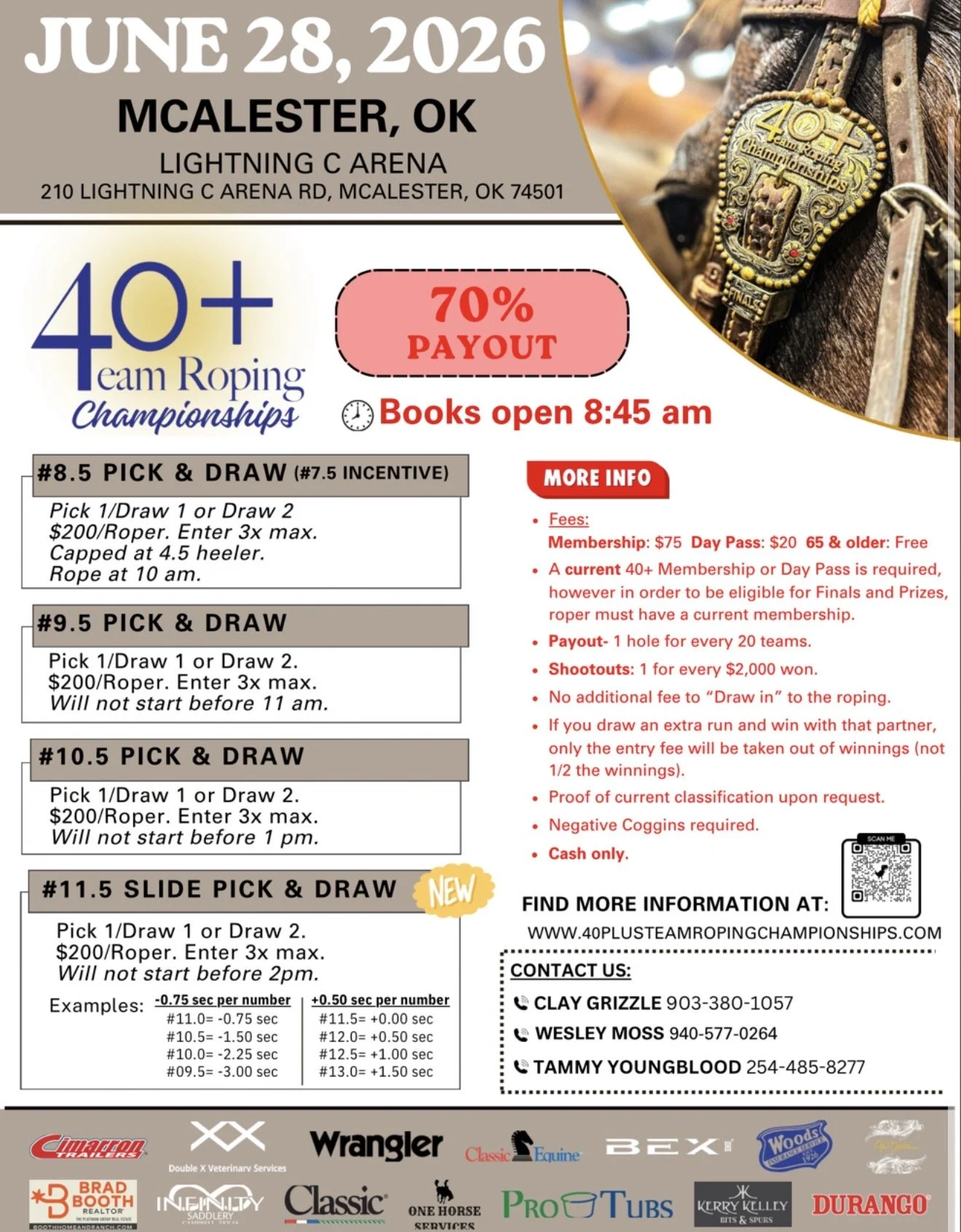 40+ Team Roping Championships | June 28, 2026 | McALESTER, ok
