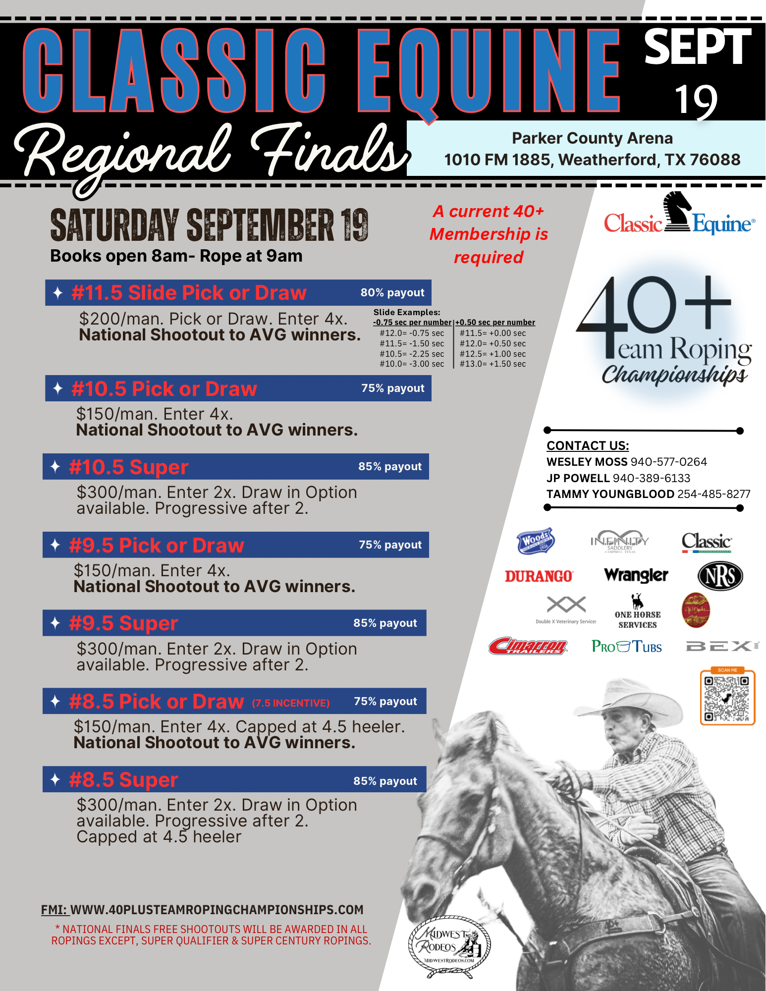 40+ Team Roping Championships | SEPTEMBER 19, 2026 | Weatherford, TX 