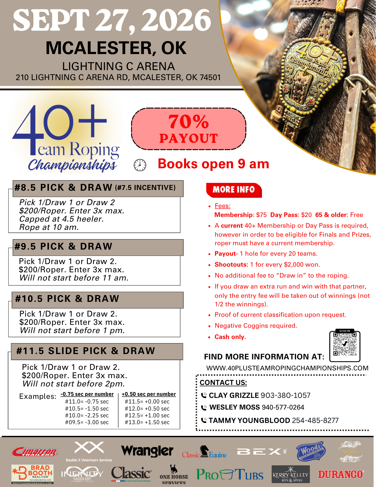 40+ Team Roping Championships | SEPTEMBER 27, 2026 | McALESTER, ok