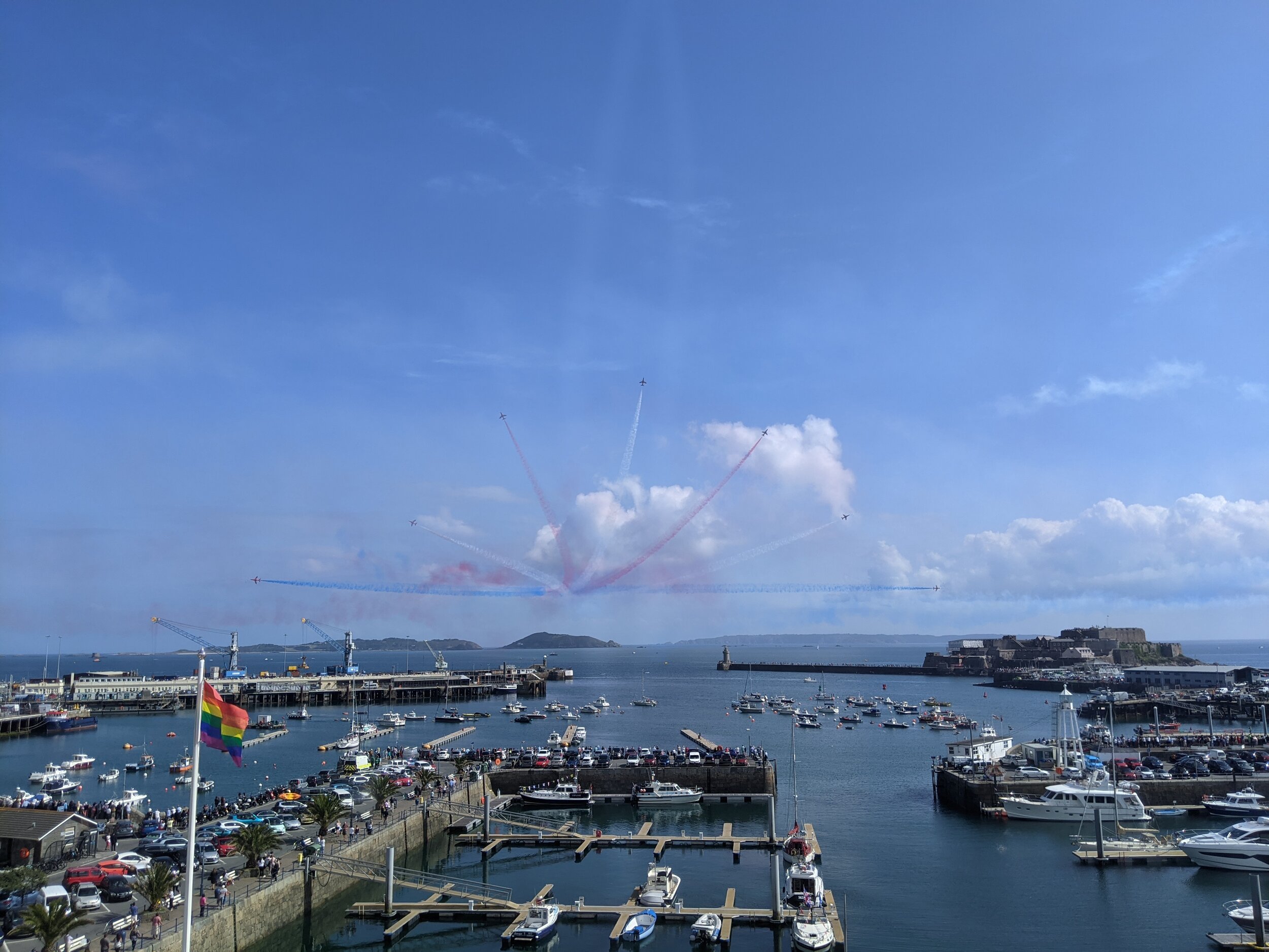Two for one - Red Arrows and a neighbouring Pride flag