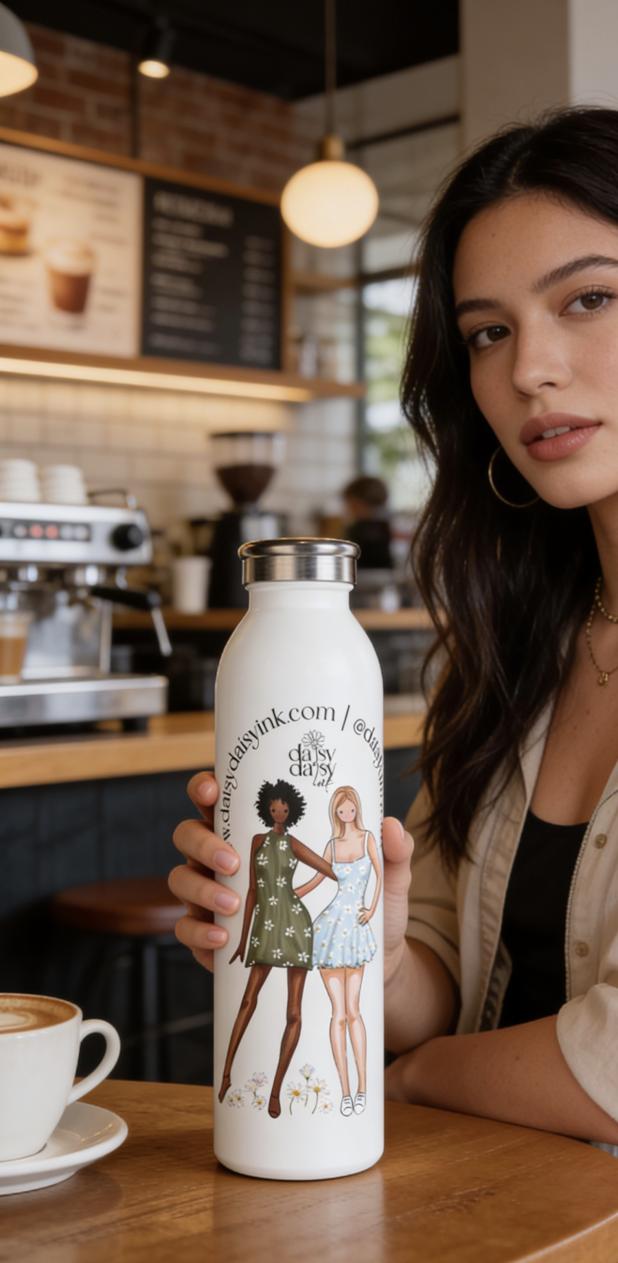 Custom Illustrated Slim Water Bottle – Personalized Stainless Steel 20oz Bottle